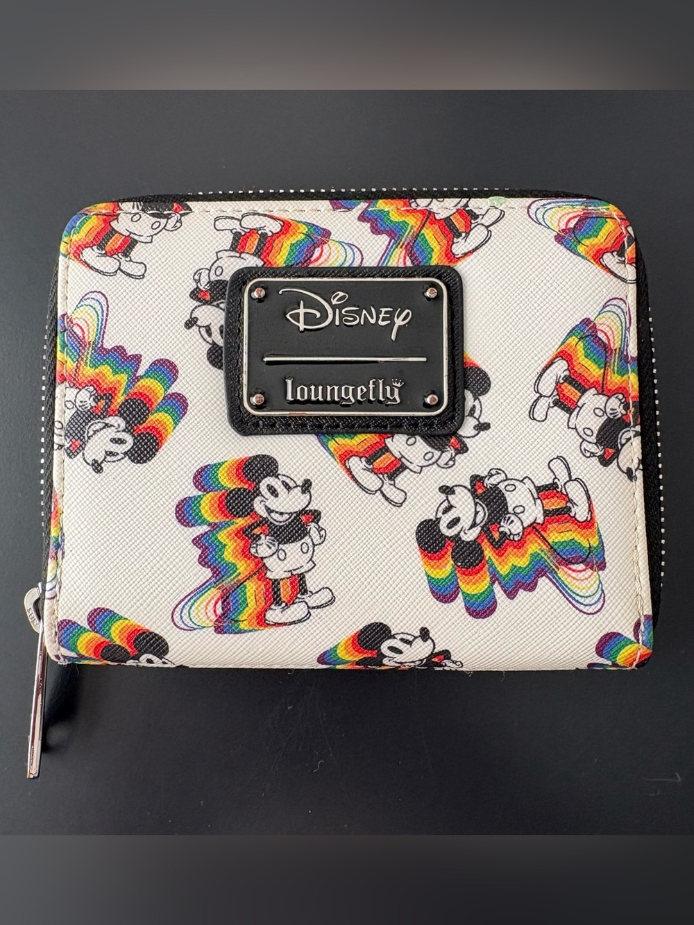 Loungefly White Wallet with Rainbow Mickey Pattern